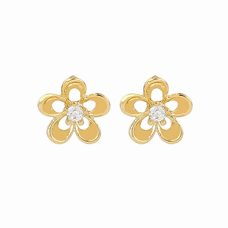 Wholesale s925 silver needle real gold electroplated gold copper inlaid zircon earrings