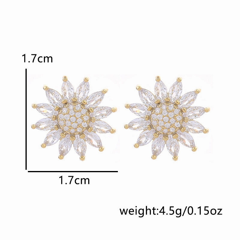Wholesale s925 silver needle real gold electroplated gold copper inlaid zircon earrings