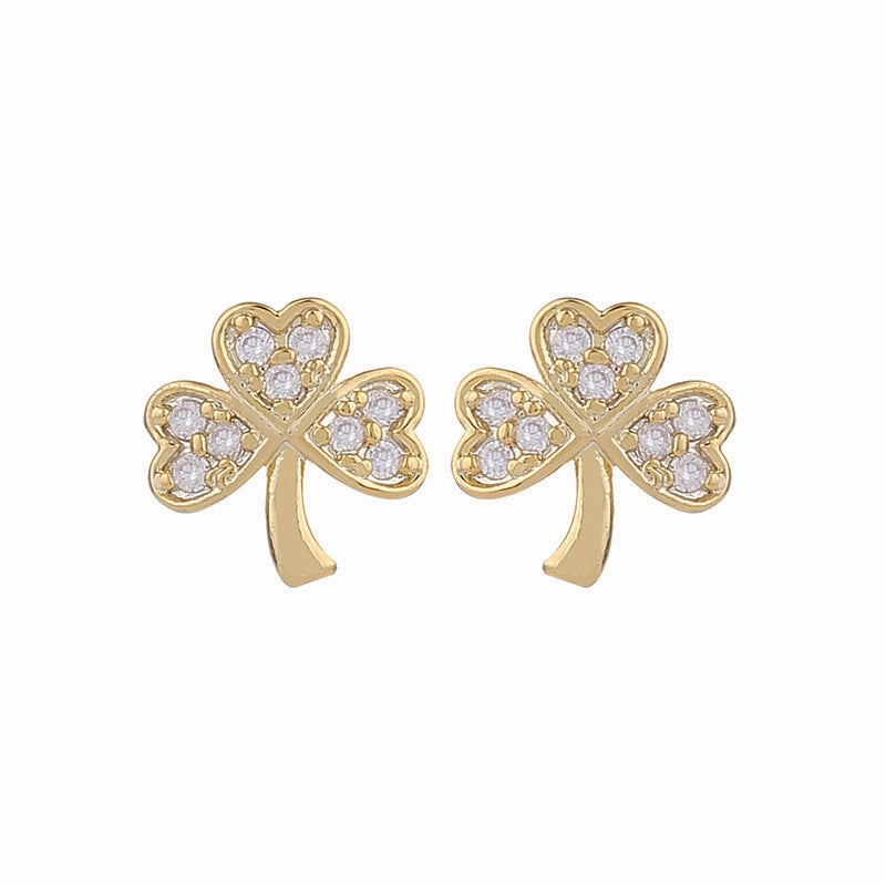 Wholesale s925 silver needle real gold electroplated gold copper inlaid zircon earrings