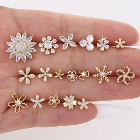 Wholesale s925 silver needle real gold electroplated gold copper inlaid zircon earrings