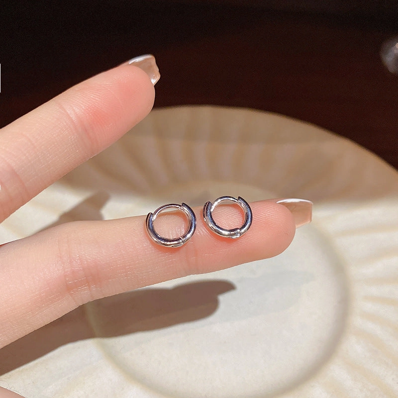 Wholesale S925 Silver Needle Round Plain Circle Copper Earrings
