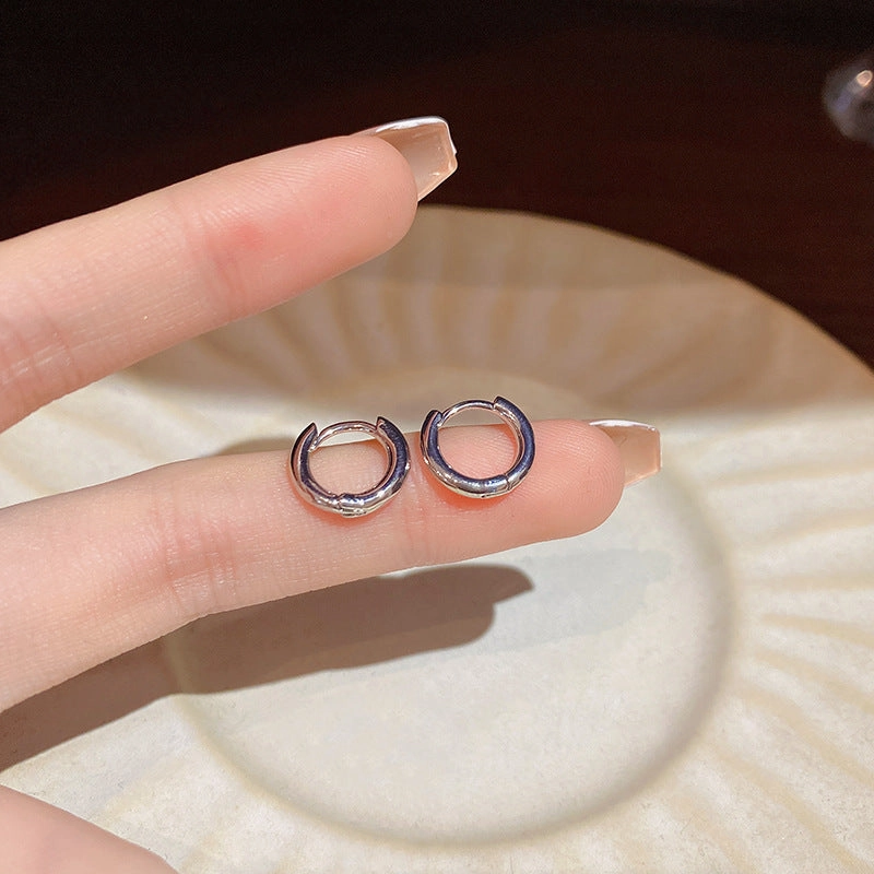 Wholesale S925 Silver Needle Round Plain Circle Copper Earrings