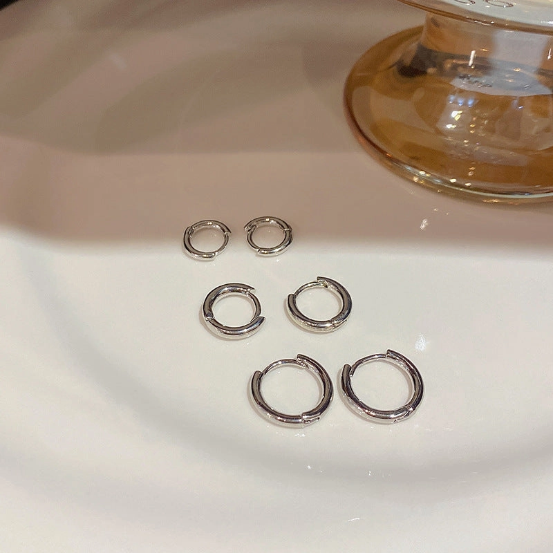 Wholesale S925 Silver Needle Round Plain Circle Copper Earrings
