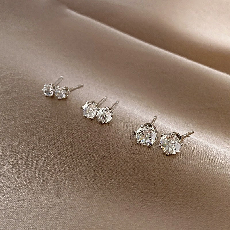 Wholesale s925 Silver Needle Set of Six Zircon Copper Earrings