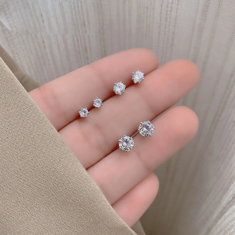 Wholesale s925 Silver Needle Set of Six Zircon Copper Earrings