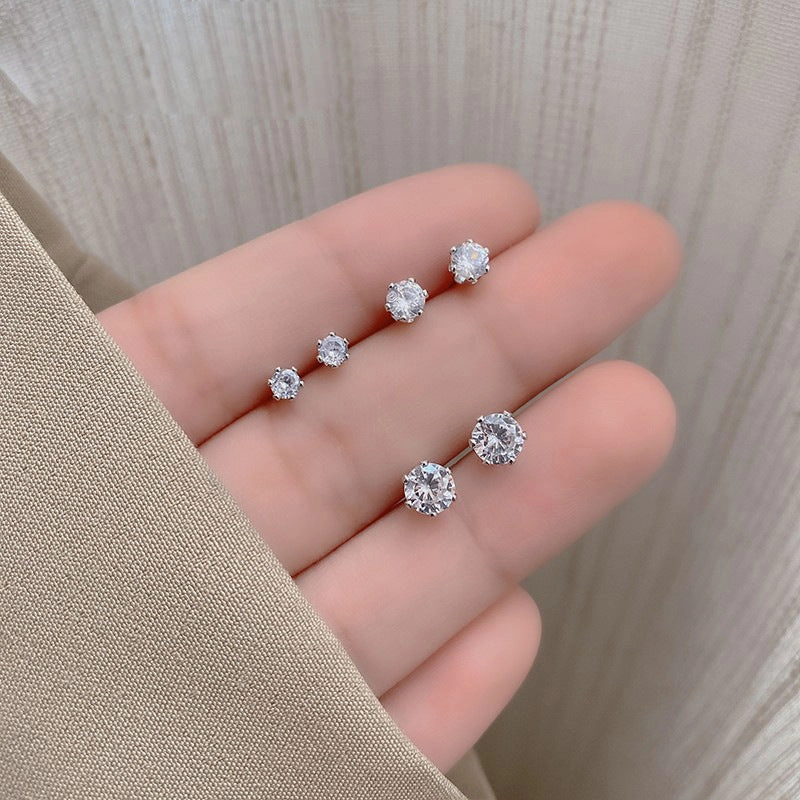 Wholesale s925 Silver Needle Set of Six Zircon Copper Earrings
