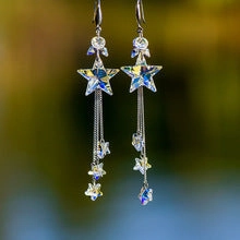 Wholesale S925 Silver Pin Aurora Sugar Cube Crystal Tassel Earrings