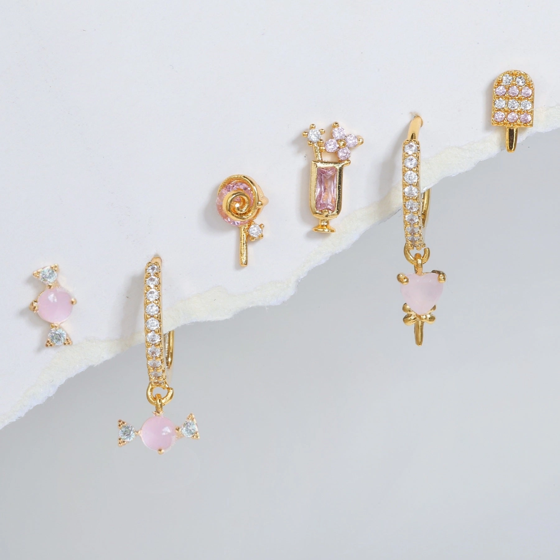 Wholesale S925 Silver Pin Sweet Candy Earring Set Earrings Copper
