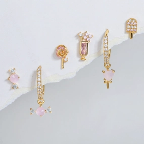 Wholesale S925 Silver Pin Sweet Candy Earring Set Earrings Copper