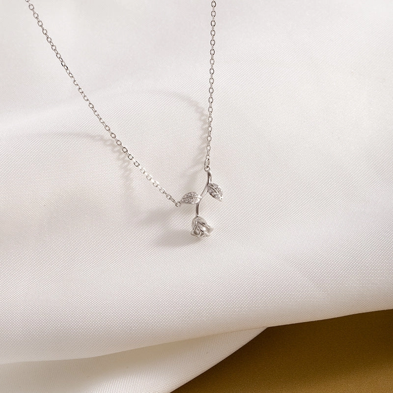 Wholesale S925 Silver Rose Necklace