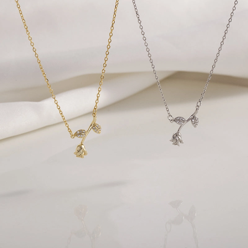 Wholesale S925 Silver Rose Necklace