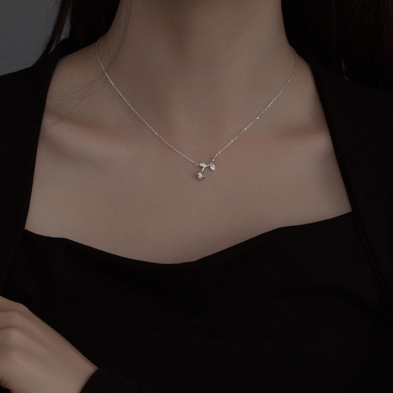 Wholesale S925 Silver Rose Necklace