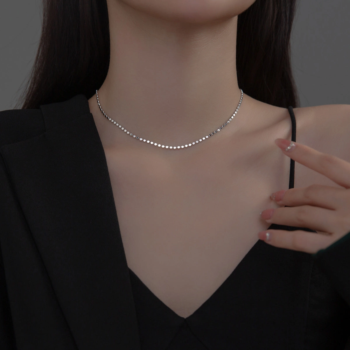 Wholesale S925 Silver Simple Smooth Round Necklace