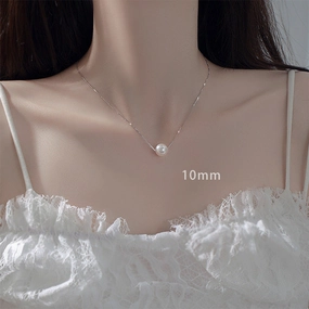 Wholesale S925 Silver Single Synthetic Pearl Necklace