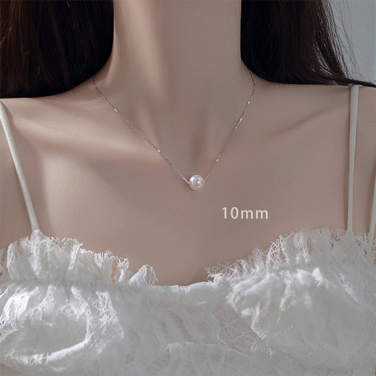 Wholesale S925 Silver Single Synthetic Pearl Necklace