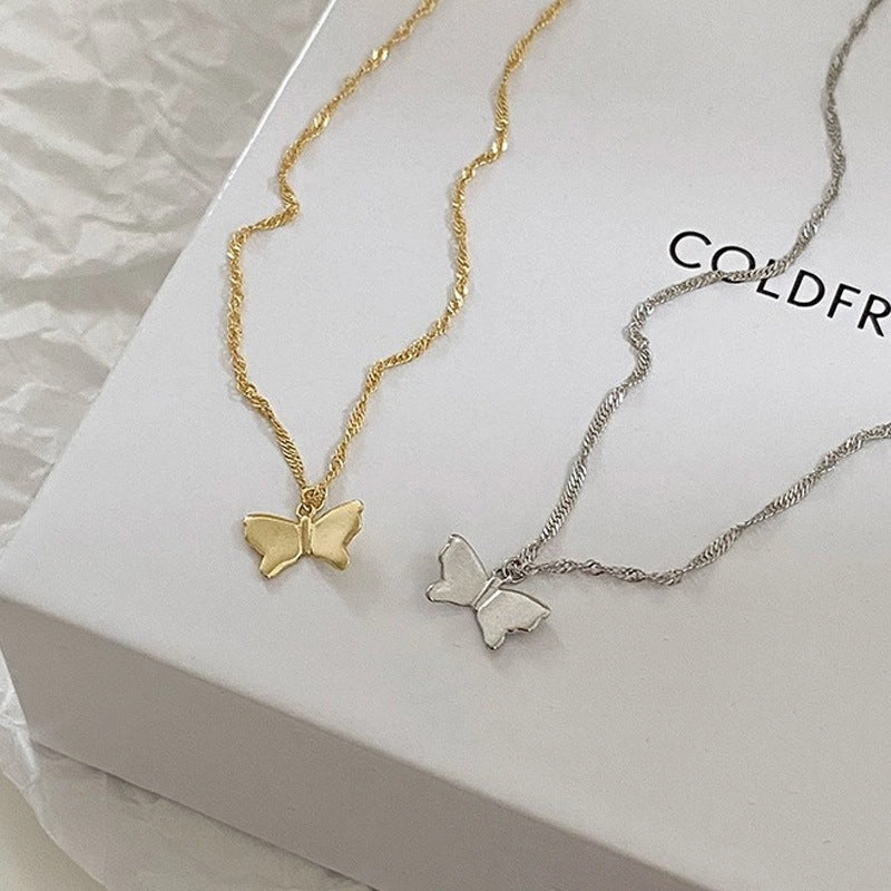 Wholesale S925 Sterling Silver Butterfly Necklace Clavicle Chain