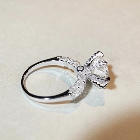 Wholesale S925 Sterling Silver Fireworks Cut 3 Carats Luxury Full Inlaid Six Claw Moissanite Ring