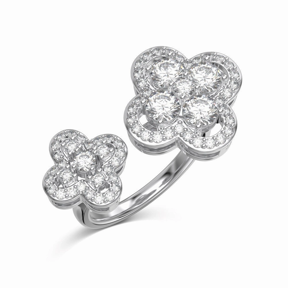 Wholesale S925 Sterling Silver Four-leaf Clover Zircon Ring