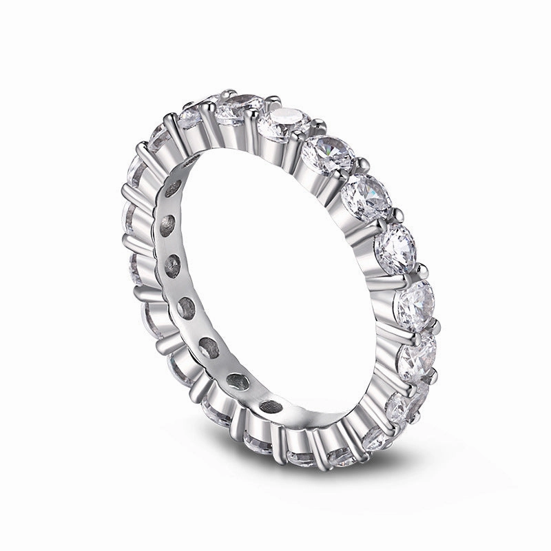 Wholesale s925 sterling silver full diamond 5A zircon silver ring