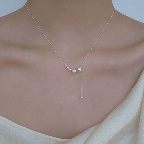 Wholesale S925 Sterling Silver Gradient Ball Necklace Clavicle Chain
