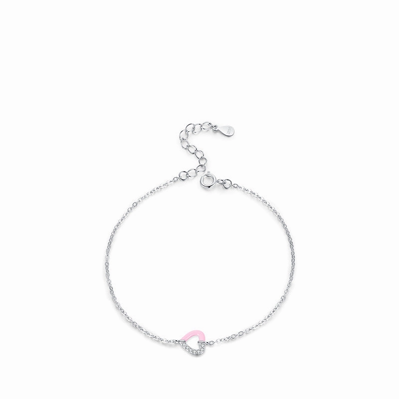 Wholesale S925 Sterling Silver Micro Pavement Stitching Heart Bracelet Earrings Set OLY-BT-MoD010