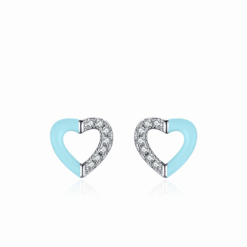 Wholesale S925 Sterling Silver Micro Pavement Stitching Heart Bracelet Earrings Set OLY-BT-MoD010