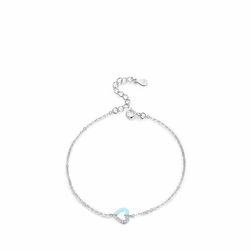 Wholesale S925 Sterling Silver Micro Pavement Stitching Heart Bracelet Earrings Set OLY-BT-MoD010