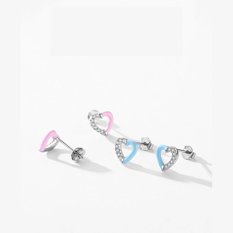Wholesale S925 Sterling Silver Micro Pavement Stitching Heart Bracelet Earrings Set OLY-BT-MoD010