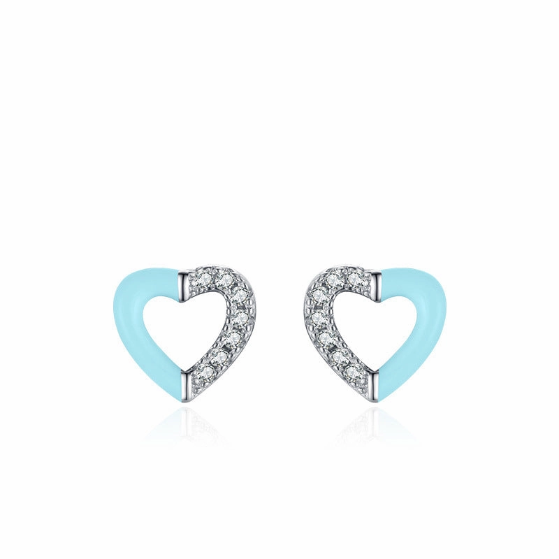 Wholesale S925 Sterling Silver Micro Pavement Stitching Heart Bracelet Earrings Set OLY-BT-MoD010