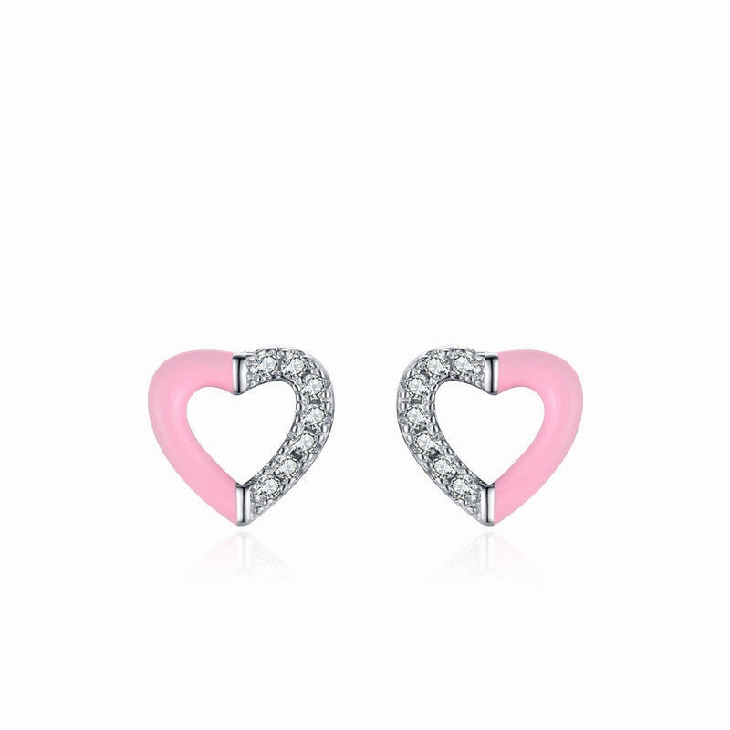 Wholesale S925 Sterling Silver Micro Pavement Stitching Heart Bracelet Earrings Set OLY-BT-MoD010