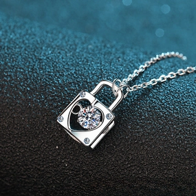 Wholesale S925 Sterling Silver Moissanite Lock Smart Necklace