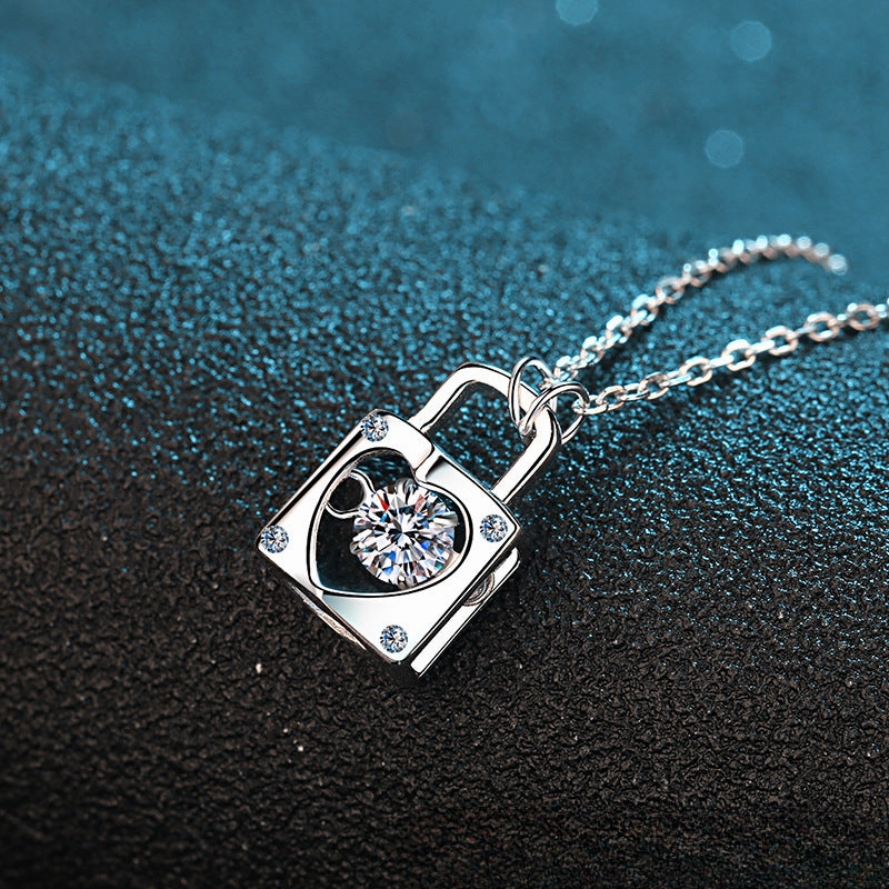 Wholesale S925 Sterling Silver Moissanite Lock Smart Necklace