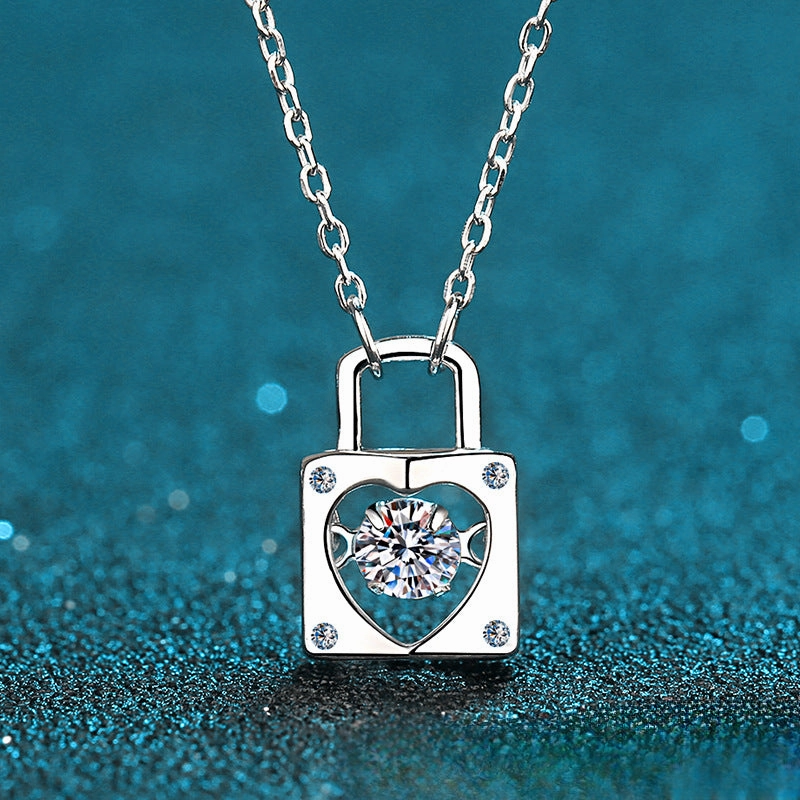 Wholesale S925 Sterling Silver Moissanite Lock Smart Necklace