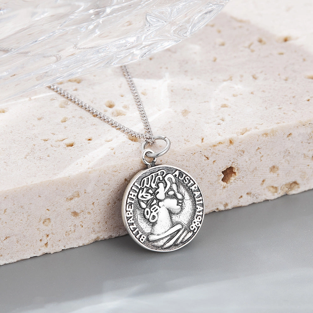 Wholesale S925 Sterling Silver Portrait Medal Clavicle Necklace