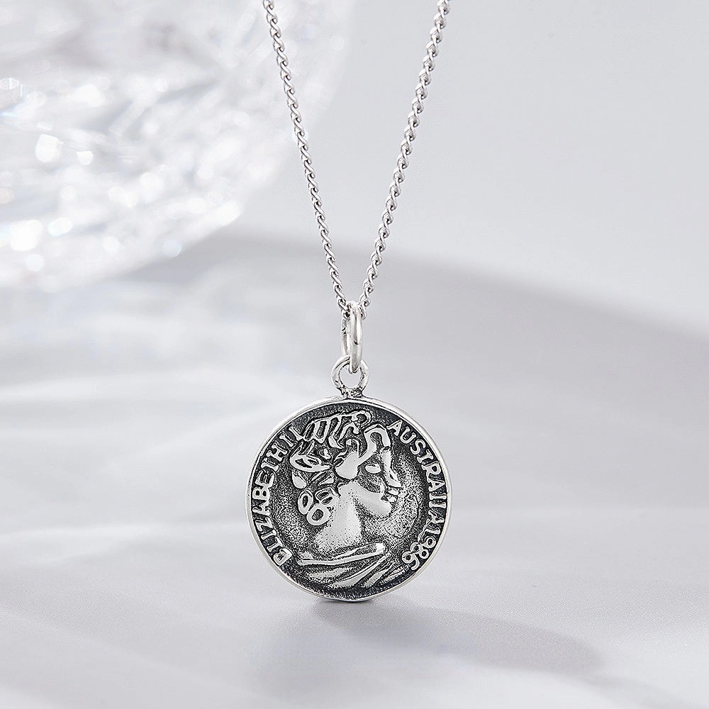 Wholesale S925 Sterling Silver Portrait Medal Clavicle Necklace
