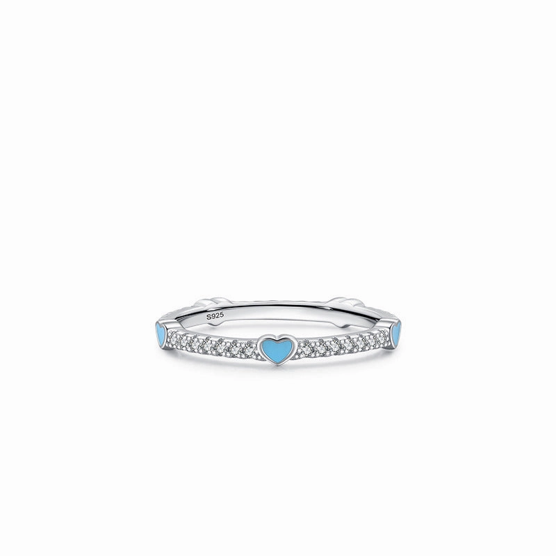 Wholesale S925 Sterling Silver Rainbow Heart Diamond Ring Bracelet OLY-BT-MoD002