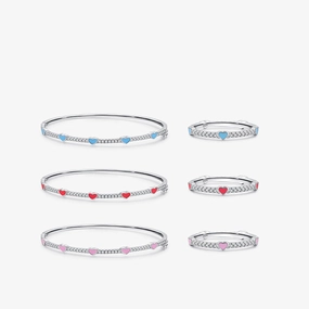 Wholesale S925 Sterling Silver Rainbow Heart Diamond Ring Bracelet OLY-BT-MoD002