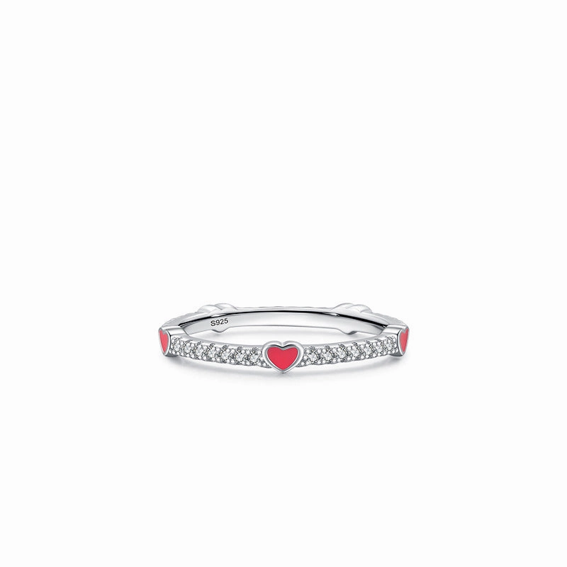 Wholesale S925 Sterling Silver Rainbow Heart Diamond Ring Bracelet OLY-BT-MoD002