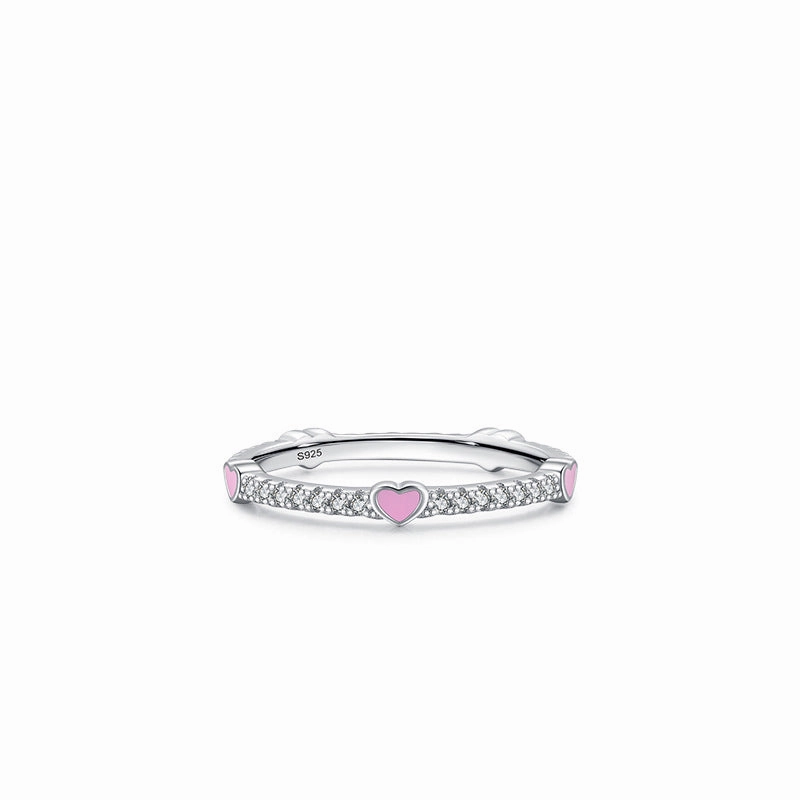 Wholesale S925 Sterling Silver Rainbow Heart Diamond Ring Bracelet OLY-BT-MoD002