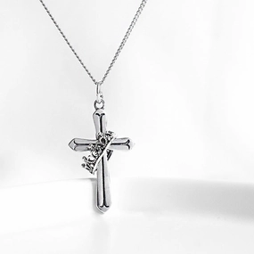 Wholesale S925 Sterling Silver Re-done Crown Cross Collarbone Necklace
