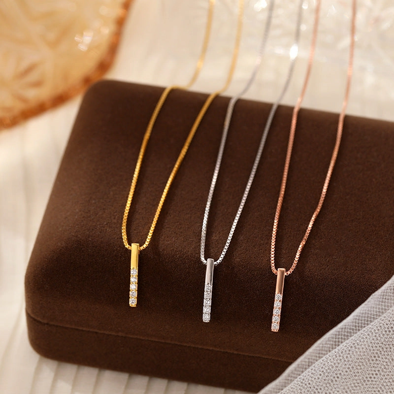 Wholesale S925 Sterling Silver Set Zircon One Character Pendant Necklace