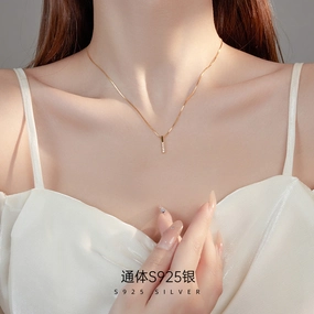 Wholesale S925 Sterling Silver Set Zircon One Character Pendant Necklace