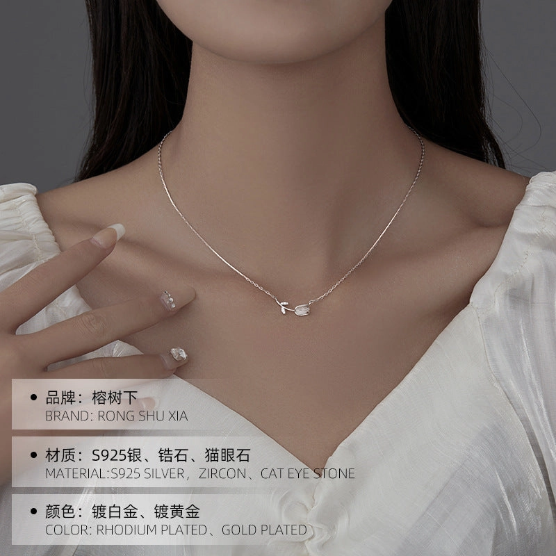 Wholesale S925 Sterling Silver Tulip Necklace