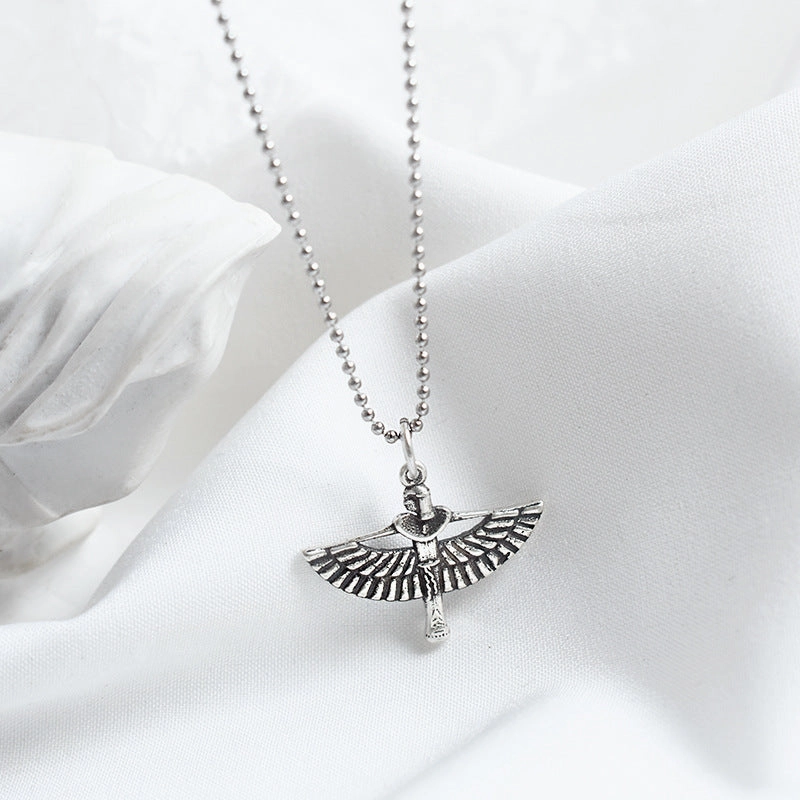 Wholesale S925 Sterling Silver Wings Angel Pendant Necklace Clavicle Necklace