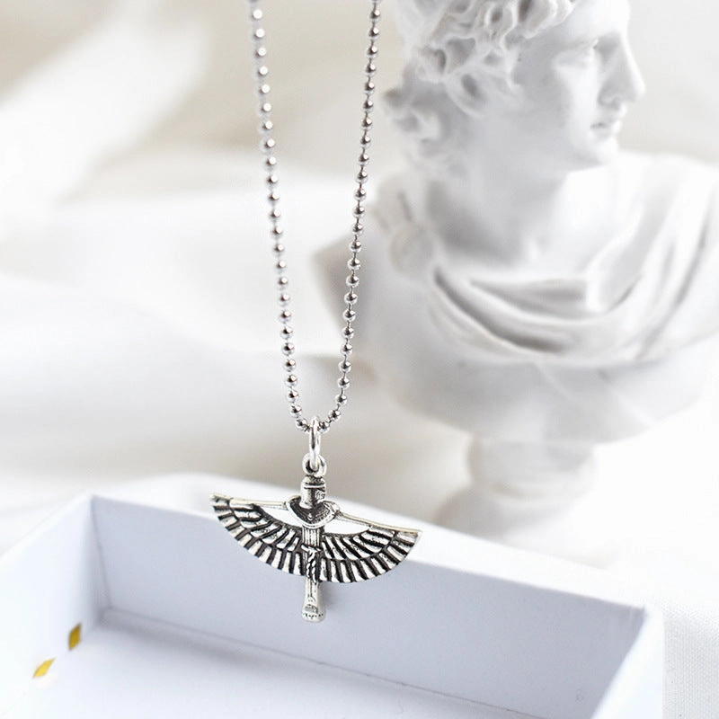 Wholesale S925 Sterling Silver Wings Angel Pendant Necklace Clavicle Necklace