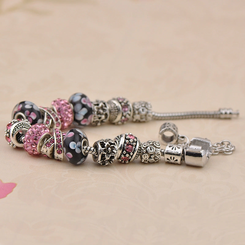 Wholesale Sakura Full Diamond Beads Bracelet