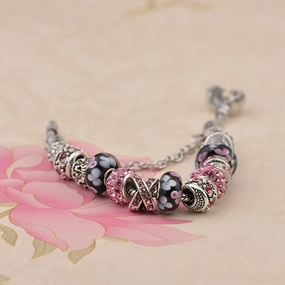 Wholesale Sakura Full Diamond Beads Bracelet