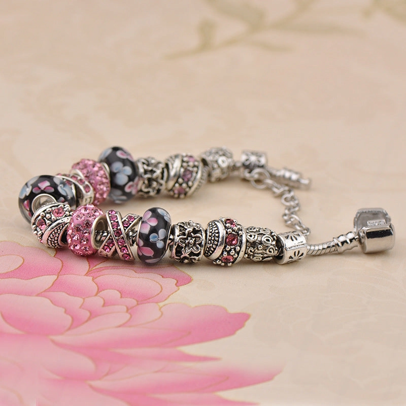 Wholesale Sakura Full Diamond Beads Bracelet