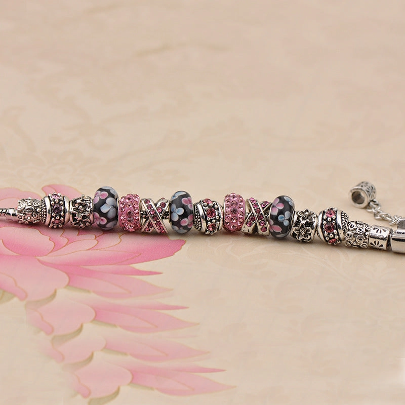 Wholesale Sakura Full Diamond Beads Bracelet