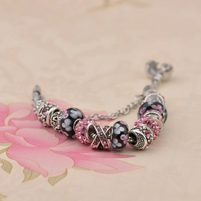 Wholesale Sakura Full Diamond Beads Bracelet